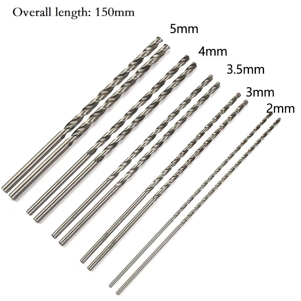 HSS High Speed Steel Drill Bit 2-5mm Punch Holes Set Extra Long 150mm For Electric Drills Machines Aluminum Power Tools 10Pcs drill bit set