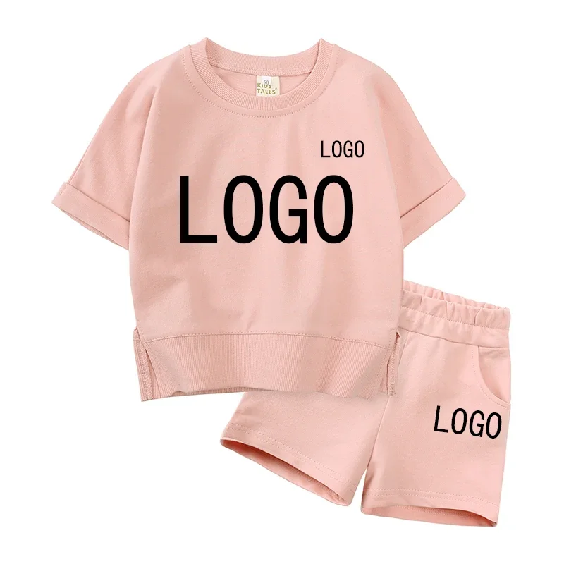 Kids Baby Boys Girls Summer Clothes Toddler Personalized Crewneck Tee + Shorts Children Outfits