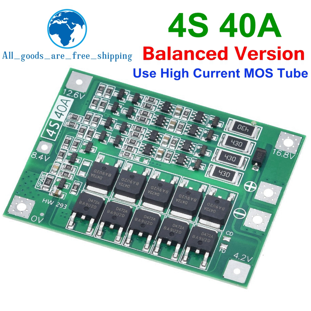 3s 4s 40a 60a Li-ion Lithium Battery Charger Protection Board 18650 Bms For Drill Motor 11.1v 12.6v/14.8v 16.8v Enhance Balance - Integrated Circuits