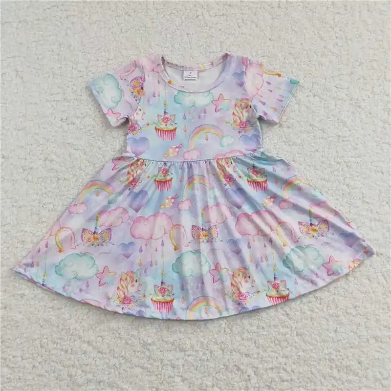 

wholesale price Summer female patchwork color print pattern flying sleeve fashion cute dress