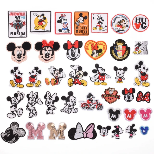 Parches bordados para decoración de ropa, insignias de dibujos animados de Mickey, Minnie Mouse, ropa pareja, parches para planchar _ - AliExpress Mobile