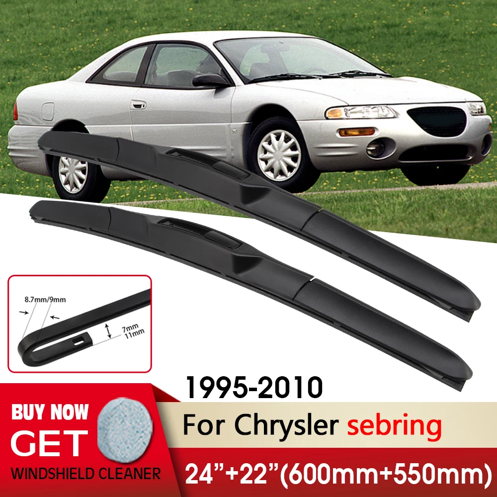 

Car Wiper RHD & LHD Front Wiper Blades 24"+22" For Chrysler sebring 1995-2010 Fit U Hook Arm Windshield Windscreen Front Window