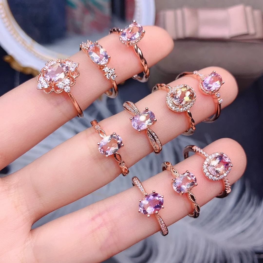 High Quality Beautiful Oval 5X7Mm Natural  Ametrine Engagement Ring 925 Silver Jewelry For Women Gift