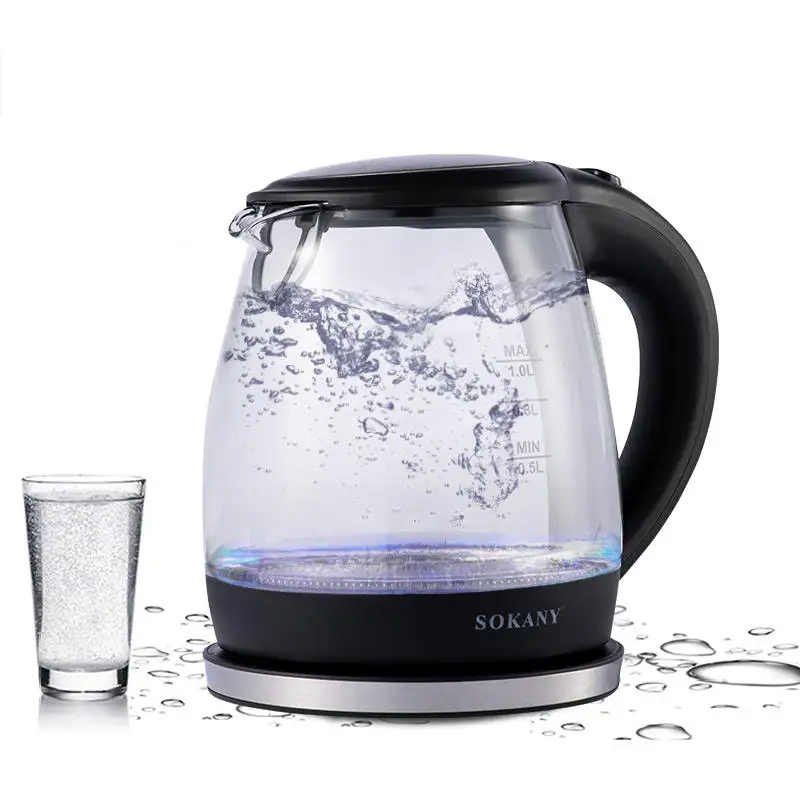 Electric Kettle Glass Hot Water Kettle, 1 Liter Water Warmer, BPA-Free Tea Kettle, Auto Shut-Off & Boil Dry Protection