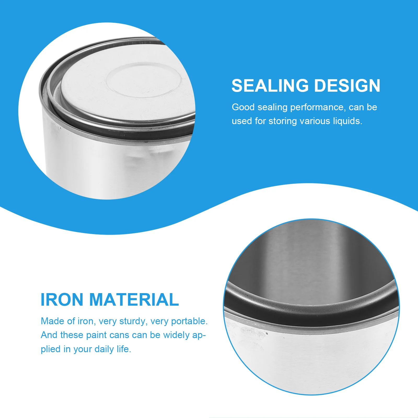 Experimental Sampling Bucket Asphalt Iron Sealed Paint Sample Retention Thickened Round Empty Can Pitch Storage Holder 5pcs (1l)