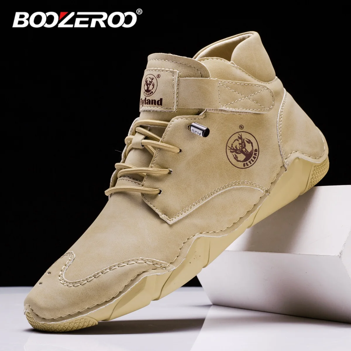 

BOOZEROO Handmade Casual Men's Shoes Fashion Sneakers Velcro Flats