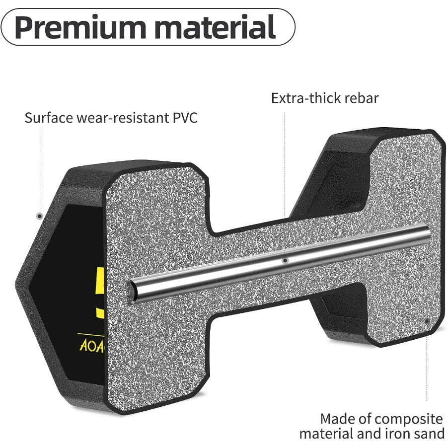 Hex Dumbbells PVC Encase Coating Free Weight Dumbbell Set for Strength Training, Home Gym Fitness and Full Body Workout