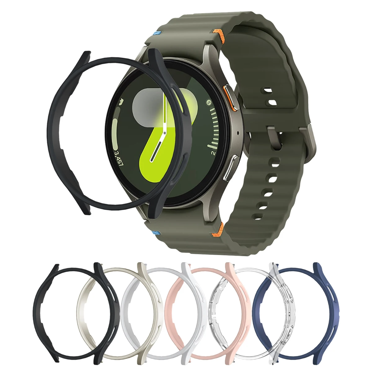 삼성 갤럭시 워치 4/5/6/7 40mm 44mm용 무광택 시계 케이스, 가볍고 낙하 방지, 강화 필름 없음, 아이워치 액세서리