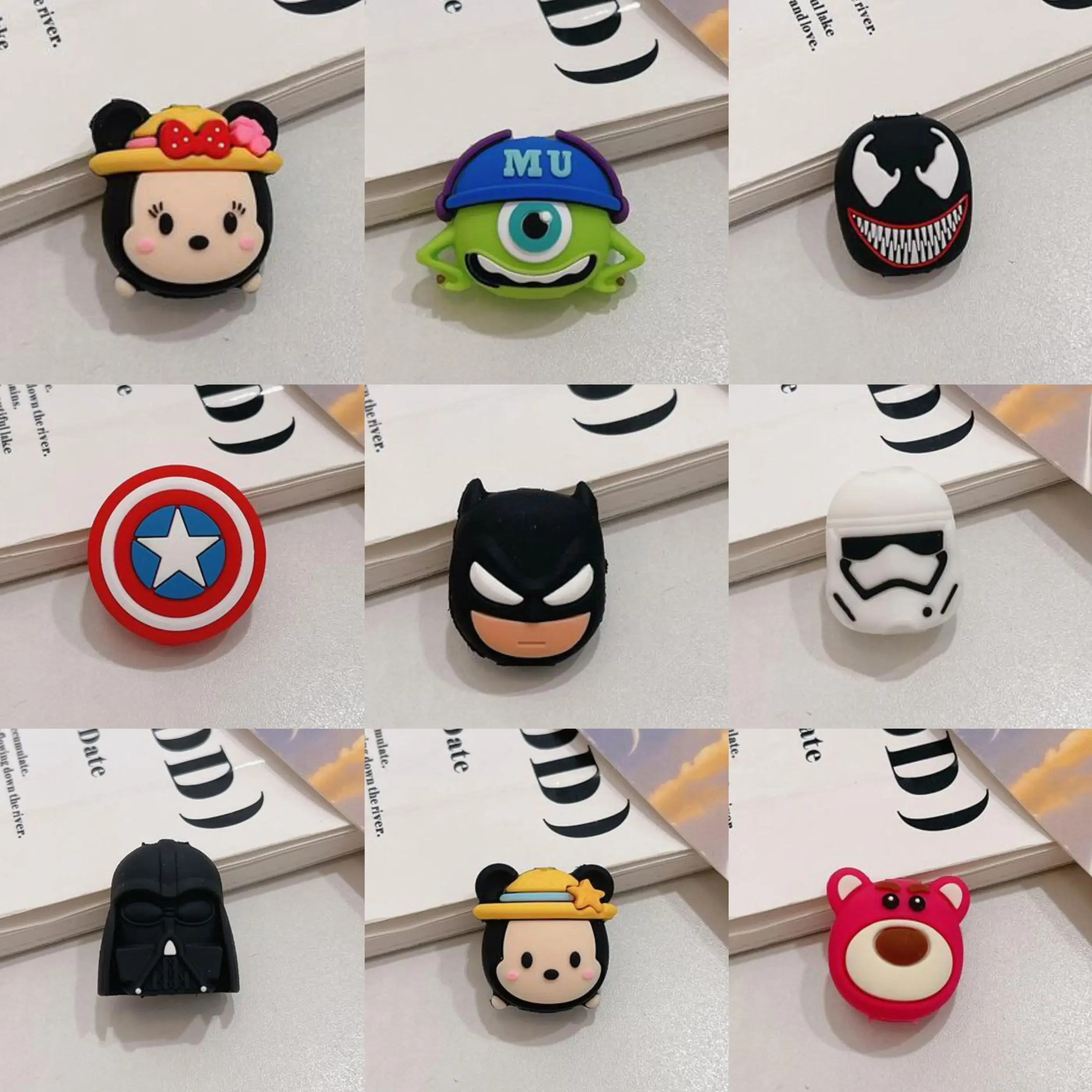 การ์ตูนน่ารัก Marvel ตัวป้องกันสายเคเบิล Bites Wire Organizer Winder Saver 1