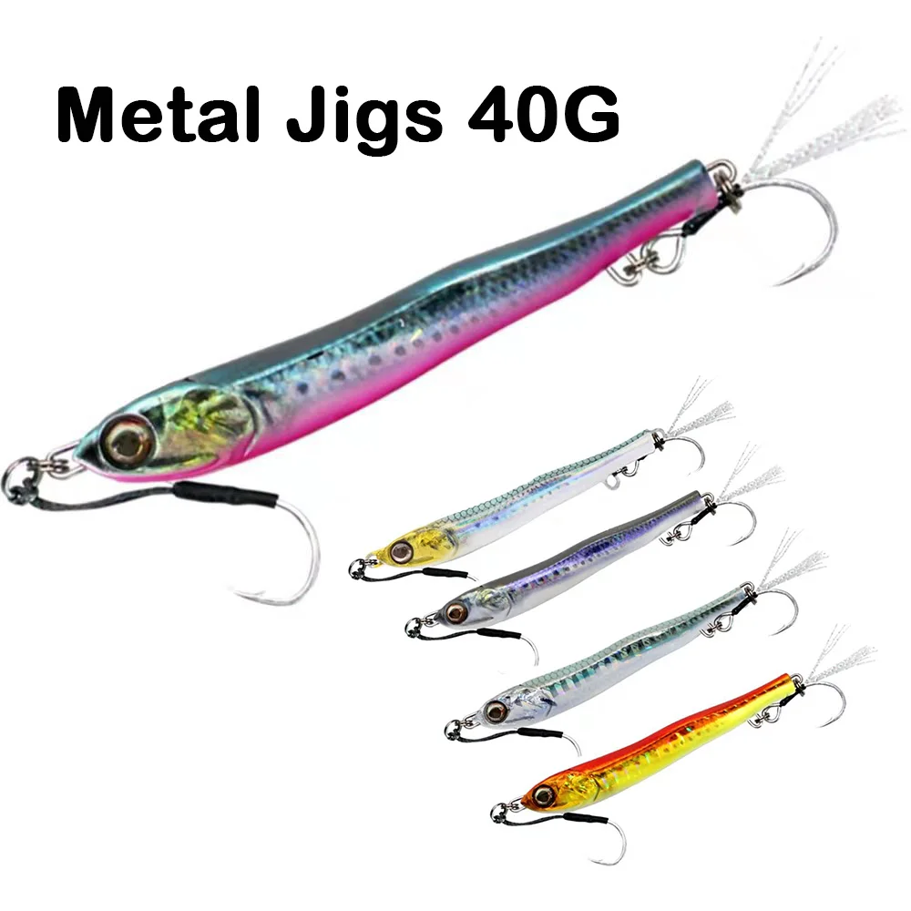 1Pc 40G Metal Jig Sinking Sea Bass Jigging Fishing Lure Little Jack Trolling Esca Artificiale Realistico Jig Lure Metal Adict