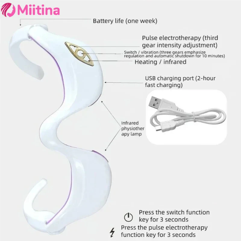 Miitina LED Microcurrent Pulse Eye Massager Relieves Eye Fatigue Fades Dark Circles Wrinkles Heat Treatment Eye Beauty Device eye massager