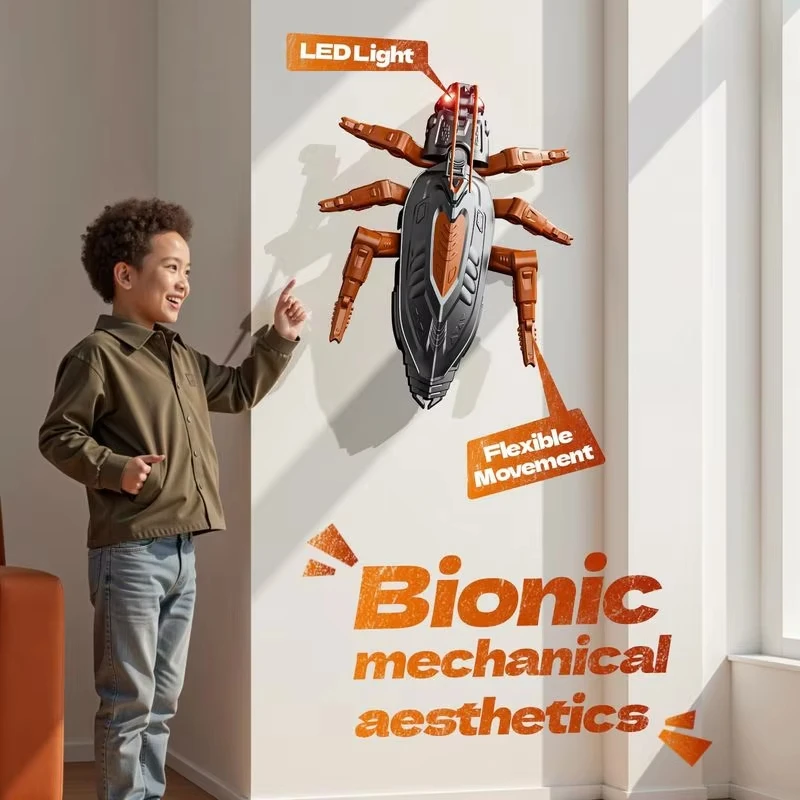 Robot scarafaggio strisciante da parete RC - Giocattolo bionico telecomandato ricaricabile per bambini, ragazzi e ragazze, divertente scherzo strisciante e gioco di società - immagine 3