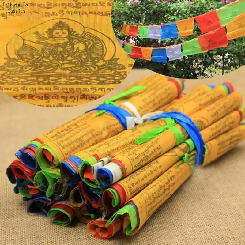 

5M 20 Sheets Religious Flags Tibetan Buddhist Supplies Color Print Prayer Flag Tibet Banner Garden Flags