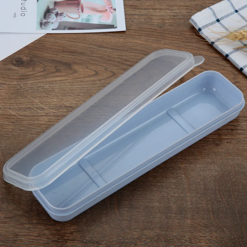 Cutlery Set Portable Travel Outdoor Reusable Tableware Box School Home Slot Design Practical Cutlery Transparent Cover Case