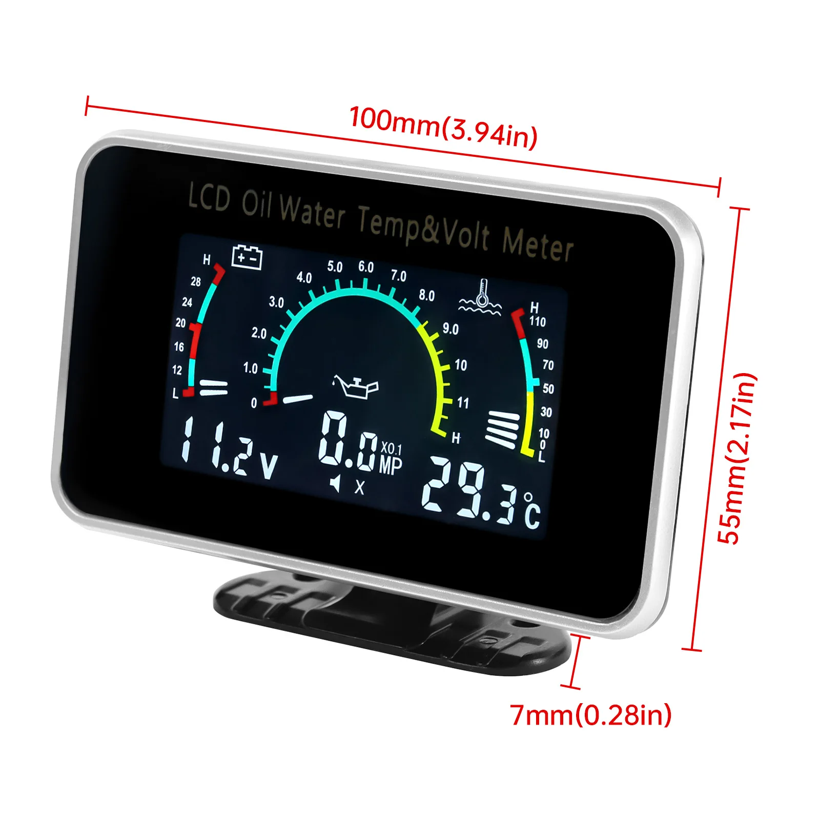 자동차 디지털 다기능 LCD 게이지 3 in 1 오일 온도+수온+전압계 센서 포함 1/8NPT 12V/24V