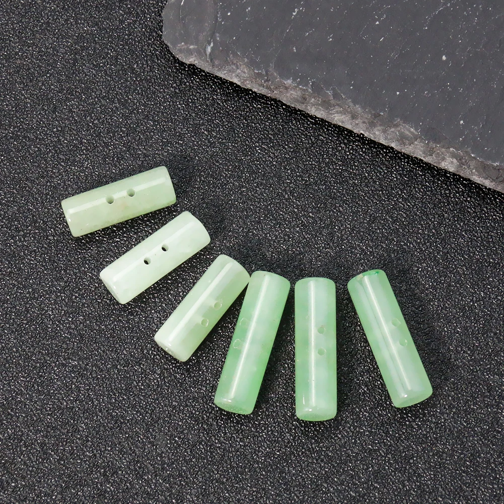 2pcs Aventurine Jade Double Hole Cylindrical Buttons Natural Material Primary Color Button DIY Knitwear Garment Fasten Accessory 6