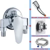 G1/2" Bathtub Shower Faucet Hot and Cold Water Mixing Valve Bathroom Set Countertop Mounted Chrome Plated Valve Bath Shower Set 3