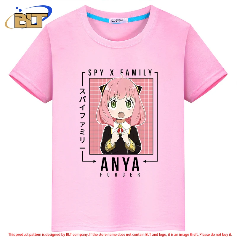 

spy x family anime children's clothing Anya Forger printed T-shirt summer short-sleeved cartoon tops for boys and girls