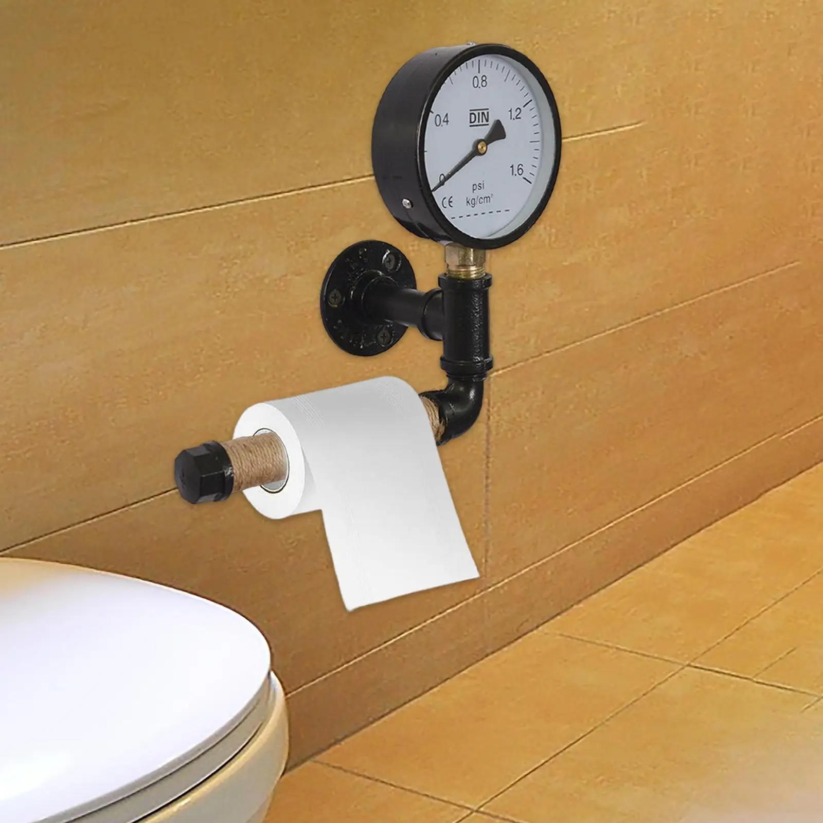 Vintage Toilet Paper Roll Holder Rustproof Industrial Toilet Paper Holder for Washroom 3