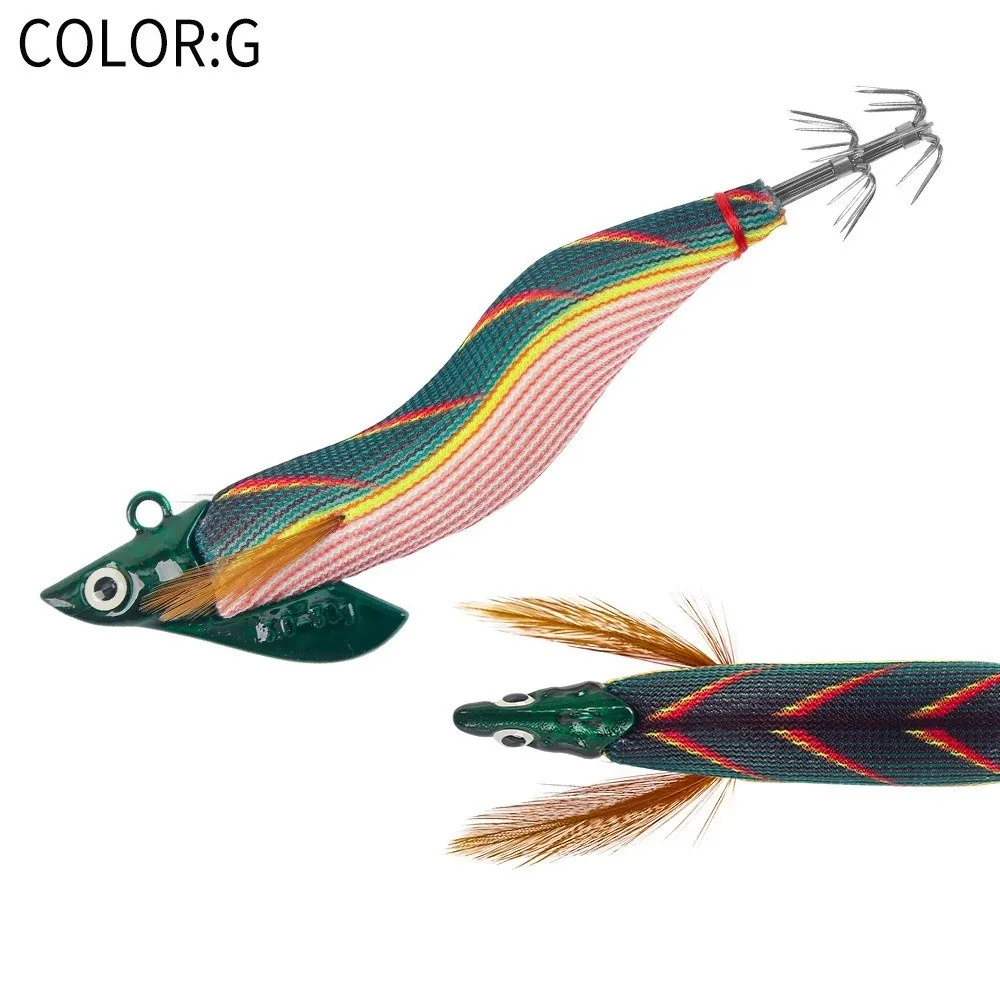 Egi 3.0 Hook Squid Bait Sycamore Wooden Octopus Design Jigging Lures Cuttlefish Shape 30g Weight Artificial Lures Night Fishing
