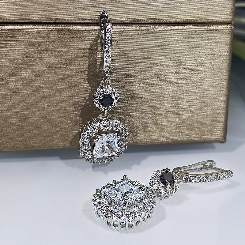 

DIWENFU Aretes De Mujer Diamond Earrings for Women Real S925 Silver White Diamond Jewelry Aretes De Ley 925 Mujer Drop Earrings