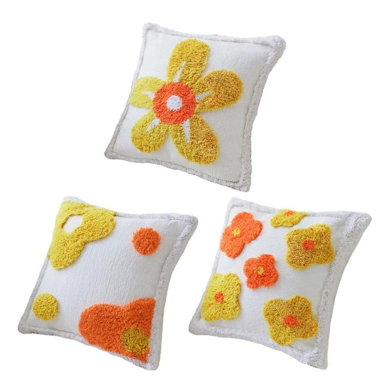 

45x45 см яркая красочная цветочная тафтинговая подушка ручной работы для чехла в скандинавском богемном стиле, декоративная для