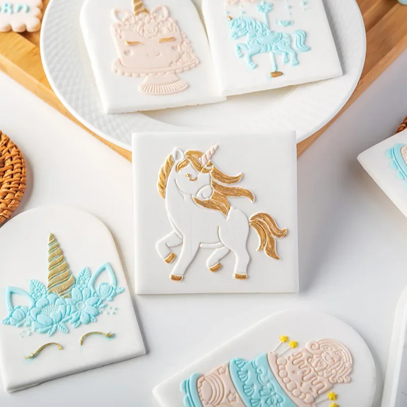 Unicorn Birthday Cookie Plunger Cutters Fondant Cake Mold Biscuit Sugarcraft Cake Decorating Tools Cookie Stamp cookie cutter,baking mold,cookie mould,fondant cutter,baking decorating tools,pastry cutter