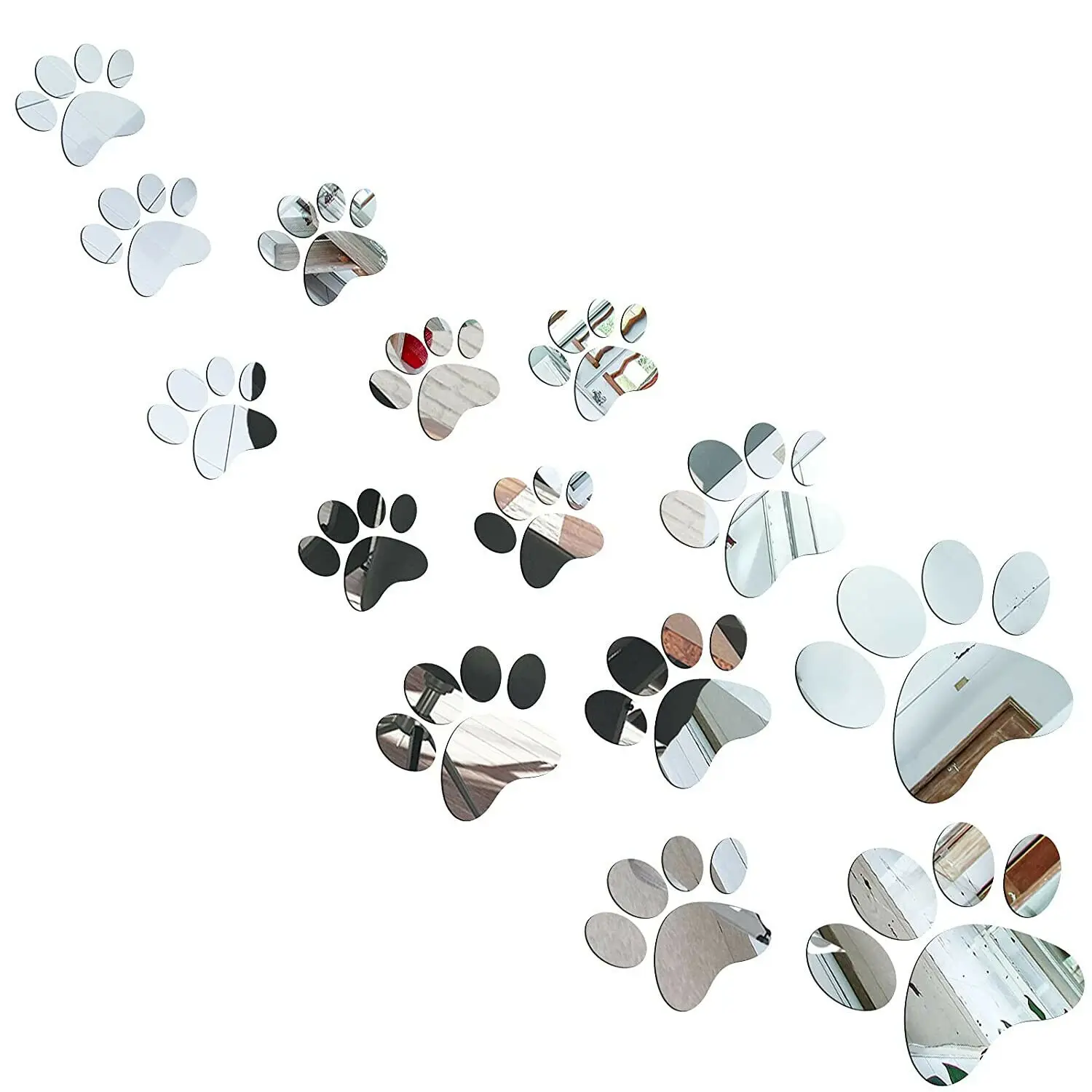 

3D Paw Dog Mirror Wall Decals Stickers DIY Home Acrylic Children Kids Room 14pcs