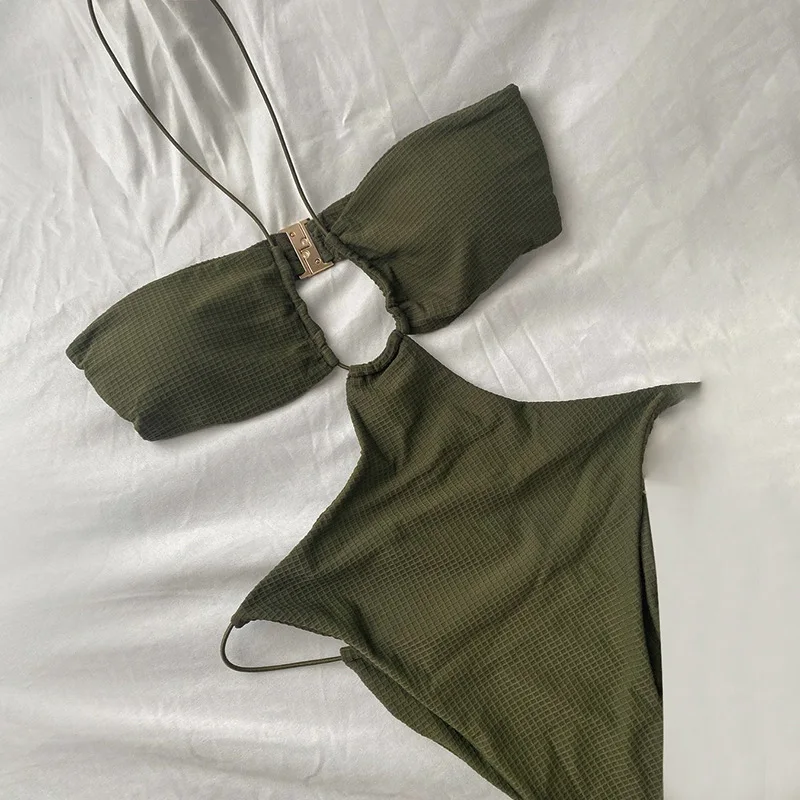bathing suit sets Bodysuit Sexy Brazilian Thong Bikini Swimwear Women Bandage Solid Swimsuit Micro Bikini Set Summer Beachwear Swim Vacation brown bikini set