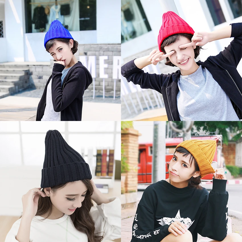 

Winter Hats for Woman New Beanie Knitted Cute Hat Girls Autumn Female Beanie Caps Warmer Bonnet Ladies Casual Cap