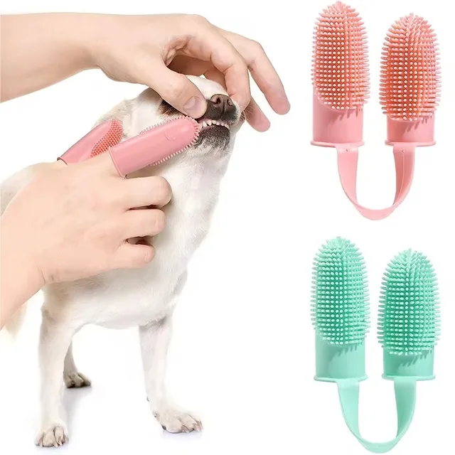 Pet Finger Toothbrush Silicone Super Soft Dog Toothbrushes Teeth Cleaning Tool Bad Breath Care Nontoxic Dogs Cleaning Supplies 1