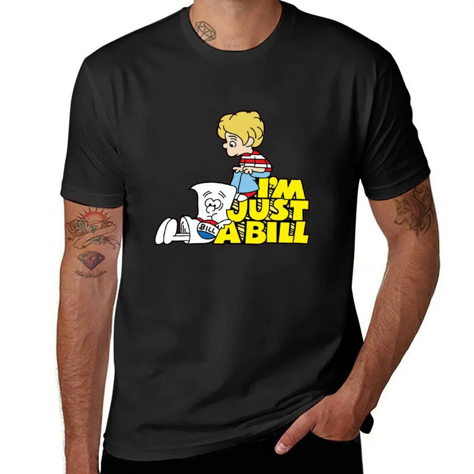 

Футболка I'm Just A Bill: School House Rock, принт с черными животными для мальчиков, быстросохнущая Мужская футболка