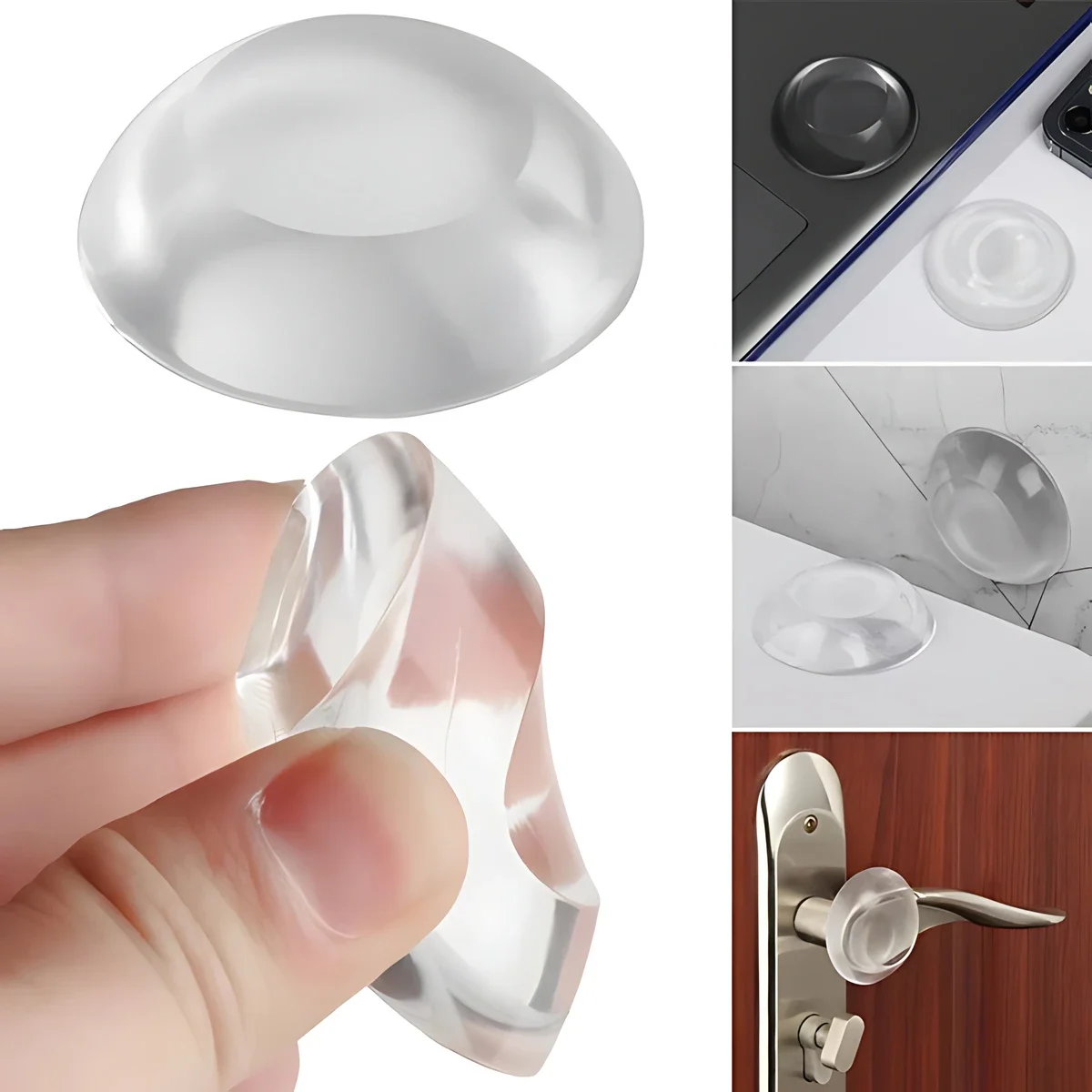 6Pcs Anti-collision Reusable Gate Back Cushion Silicone Protect Wall Door Stopper Lock Silence Bumper Guard Handle Crash Pad