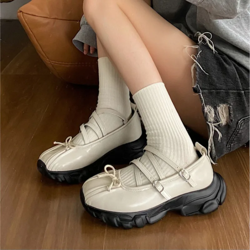 Women Shoes Women Sneakers Women Flats Casual Shoes Autumn Women Sports Shoes Shallow Butterfly-knot Platform Sneakers Casual Flats Outdoor Mary Jane Shoe