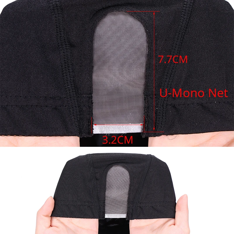 3.2x7.7Cm U Part Wig Cap With MONO Net 1Pcs Black Weaving Mesh Lace Wig Cap For Making Stretch Dome Weaving Hairnet wig caps
