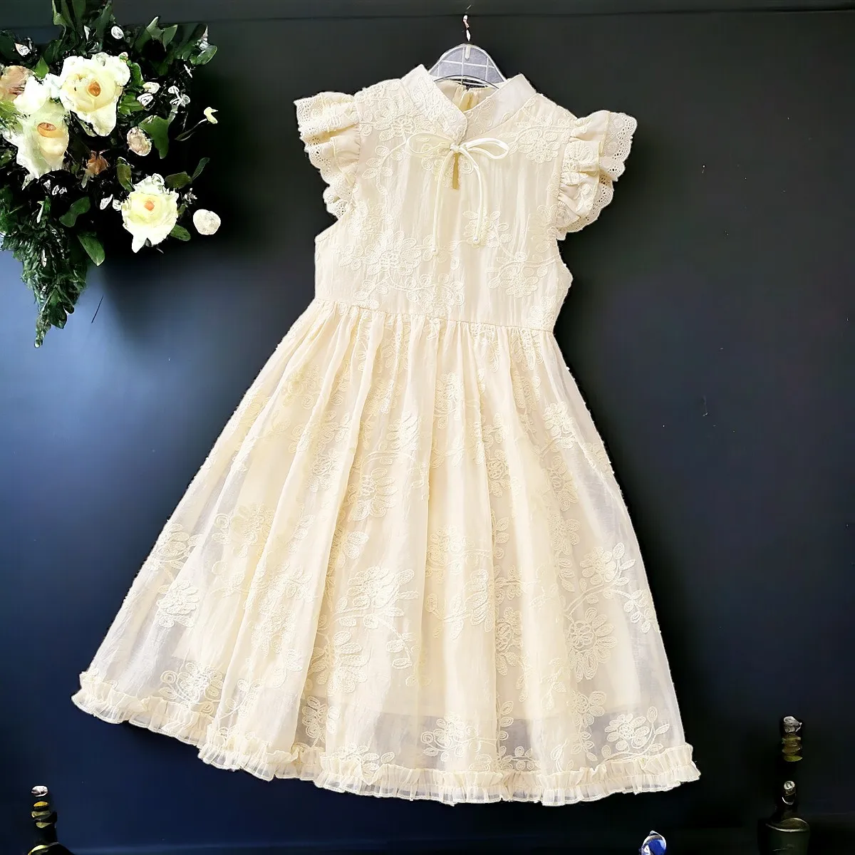 

Girls Lace Dresses Baby Embroidery Flower Dresses Summer Kids Outfits Teens Floral Wedding Princess Costumes 5 6 7 8 9 12 Years