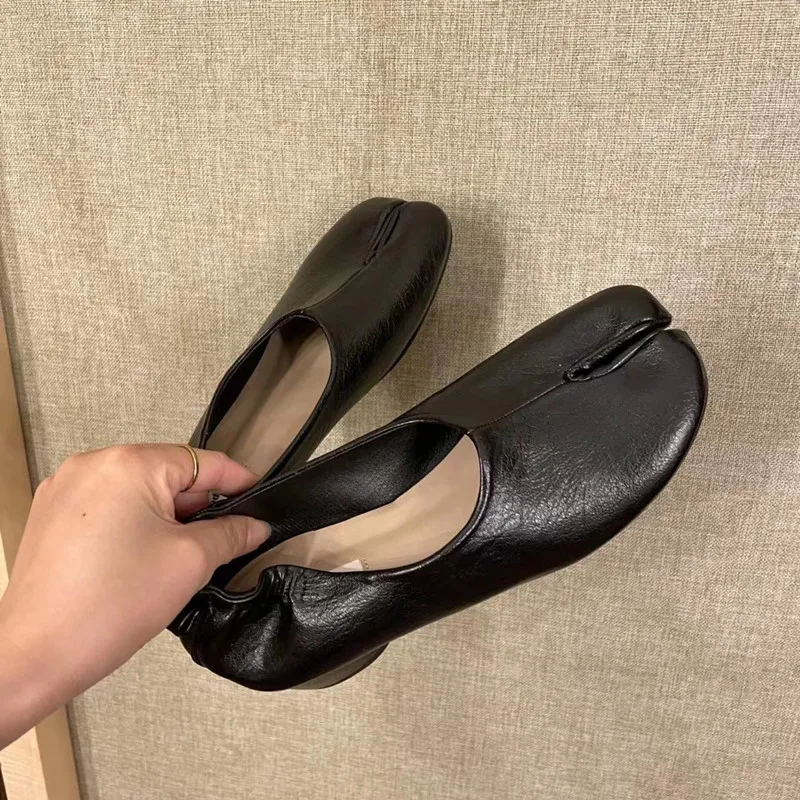 Bailamos Women Low Heel Split Toe Slippers Soft Bottom Loafers Microfiber Comfy Flats  Brief Ladies Moccasins Tabi Ninja Shoes 5
