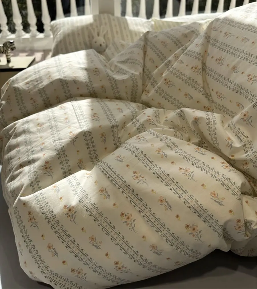 American Country Floral Bedding Set Girl,Twin Full Queen King Fresh Flower Cotton Home Textile Lenzuolo Federa Copripiumino