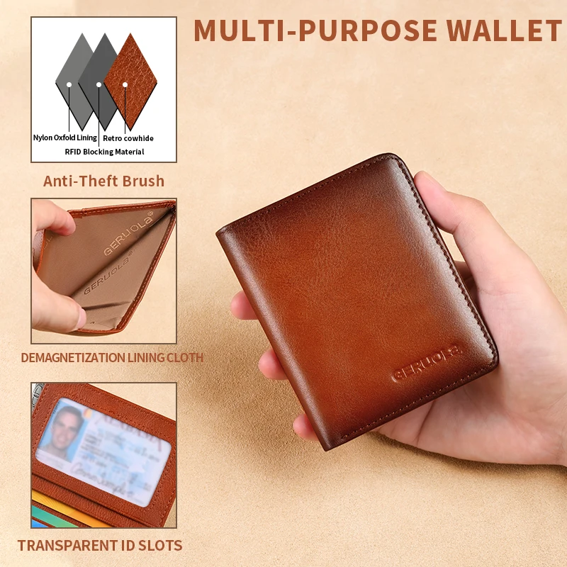 Men's Ultra-Thin Genuine Leather Wallet with RFID Protection - Perfect Valentine's Day Gift