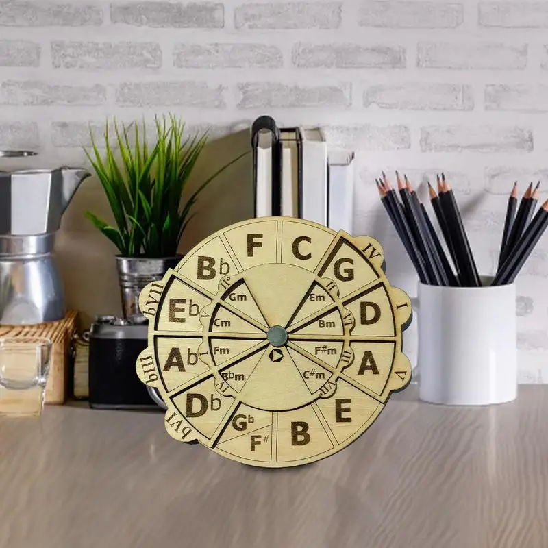 Wooden Melody Tool Circle Of Fifths Wheel Round Music Enlightenment Toys Chord Wheel For Musicians Musical Instruments Dropship