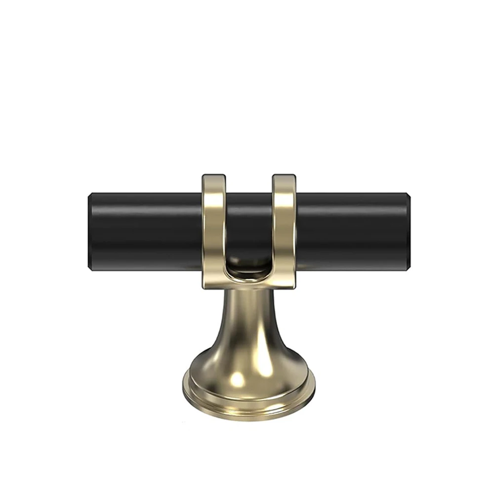 Modern Black Gold Cabinet Handles-Solid Drawer Knobs for Kitchen Furniture with Zinc Alloy Material