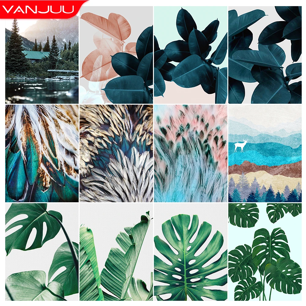 

Full Drill Diamond Painting Turtle Leaf Feather Scenery Diamond Mosaic Embroidery Cross Stitch Rhinestone Pictures Home Decor
