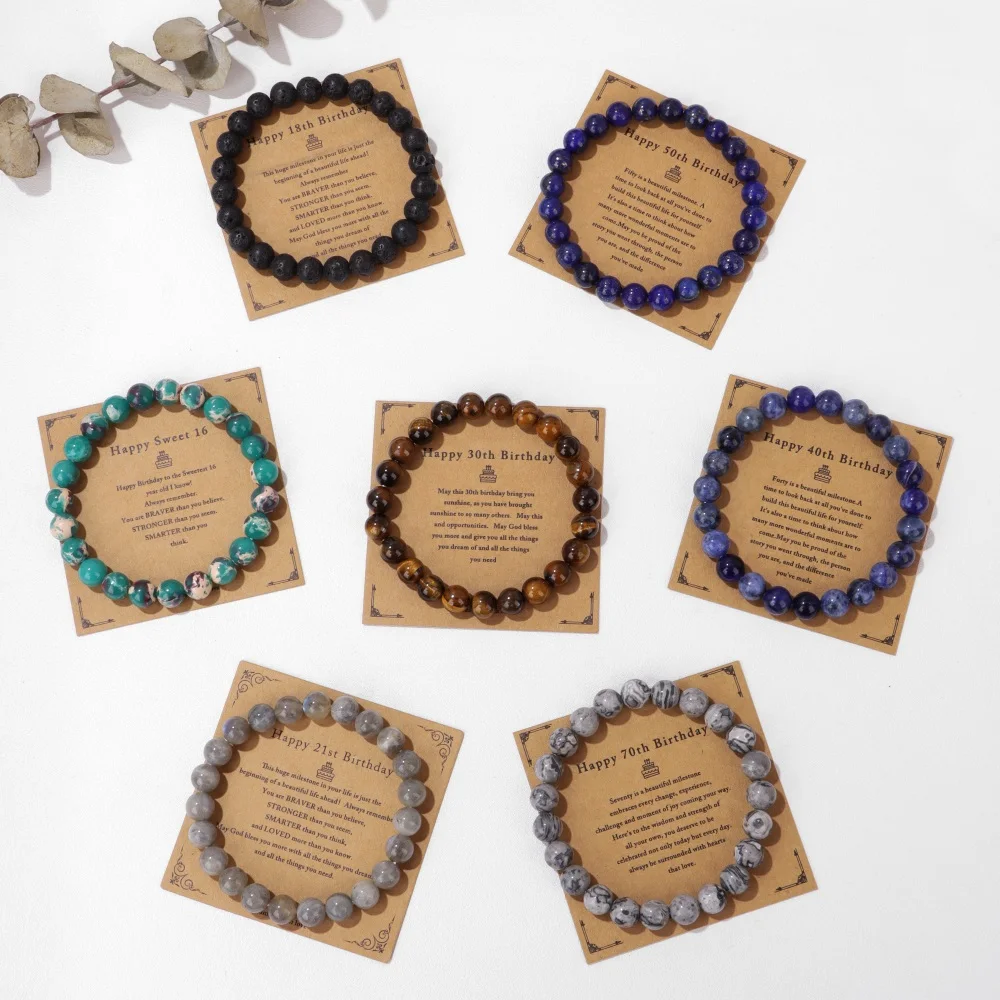 Bracciale labradore naturale Bracciale con perline in pietra naturale da 8 mm per giovani uomini Figlio Fratello Regali per il 21° compleanno Bracciale yoga energetico
