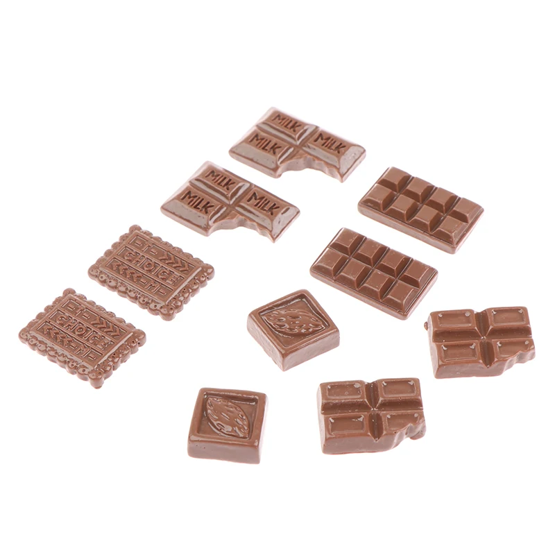 10Pcs/lot 1:12 Dollhouse Miniature Food Mini Chocolate Candy Snacks Modle Pretend Play Food  Doll House Kitchen Toy Accessories