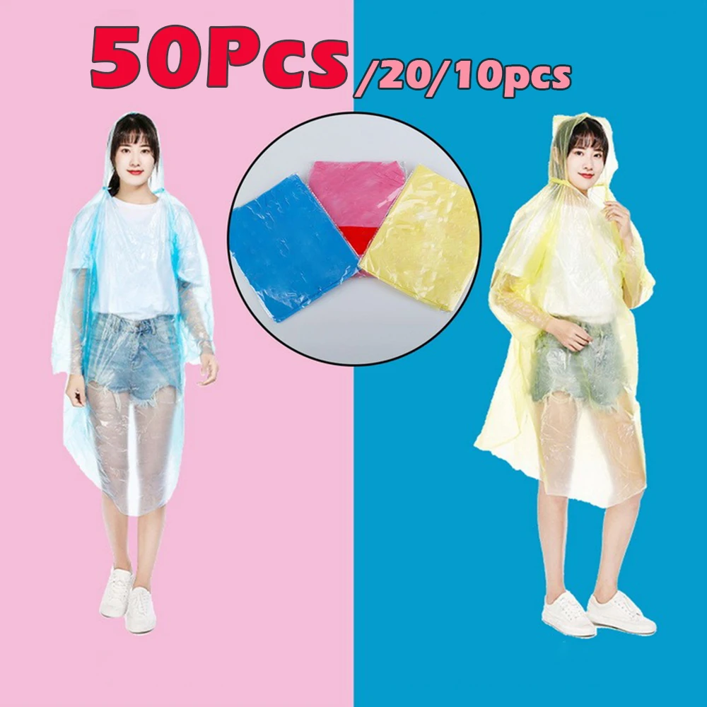 50/20/10pcs Disposable Raincoat Jacket Unisex Thickened Adult Portable
