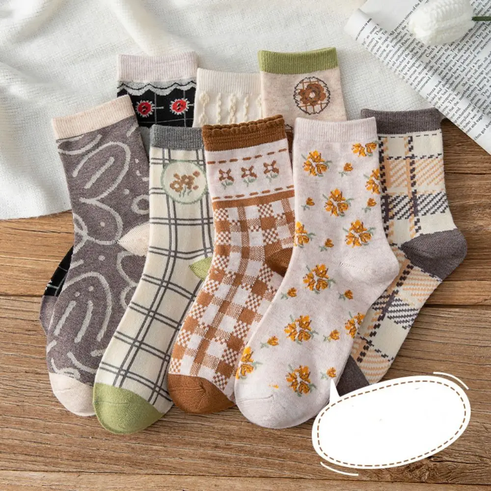 

Женские носки в стиле Харадзюку, модные хлопковые носки средней длины в Корейском стиле, зимние плотные теплые повседневные носки для женщин, чулочно-носочные изделия