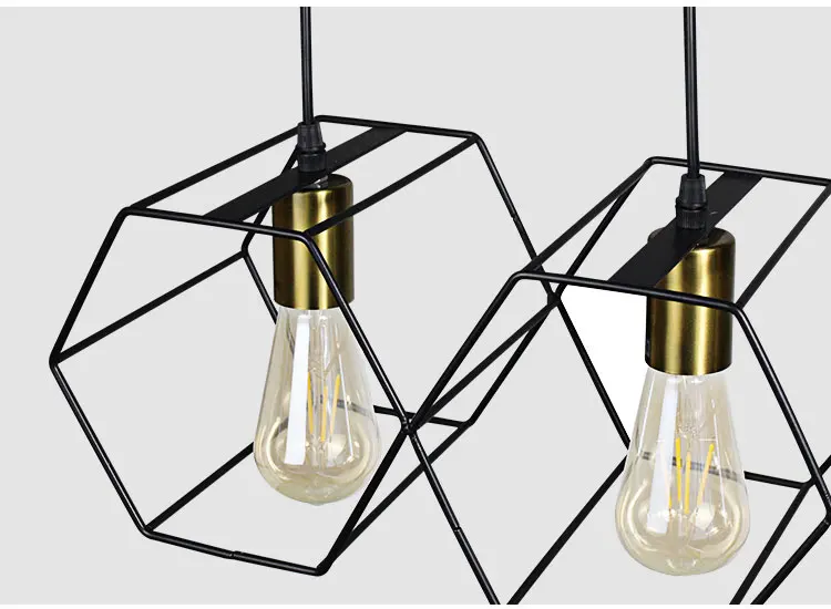 Tanie Nowoczesny kreatywny LED żyrandol wisząca lampa geometryczna metalowa rama lampa sklep