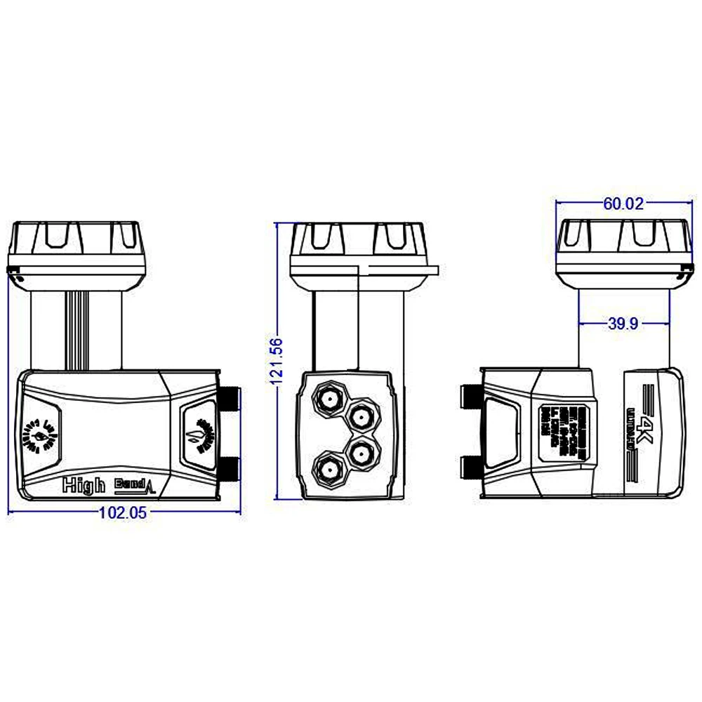FTA Satellite Receiver Ultra HD 4K TV Universal LNBF KU Band LNB KU-Band Satellite Dish 10.70-12.75Ghz 950-2150Mhz L.O 975-10.60Ghz (Quad Port - Foto 4
