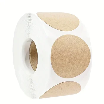 500 pezzi/1 rotolo, etichette adesive rotonde in carta kraft, etichette per la classificazione degli oggetti, etichette personalizzate
