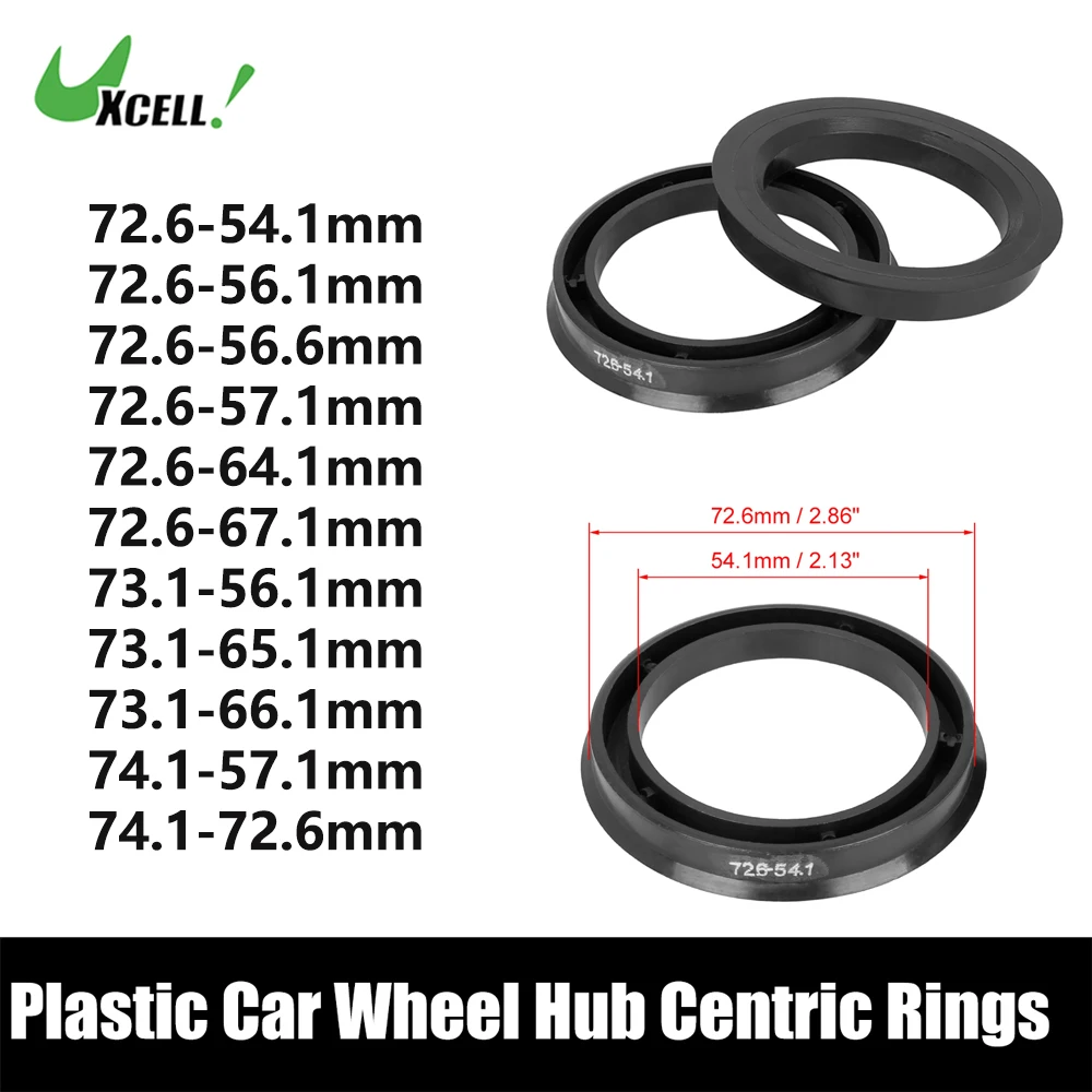 

Uxcell 4pcs Plastic 72.6mm OD to 54.1mm ID Car Hub Centric Rings Wheel Bore Center Spacer Hub Rings Black